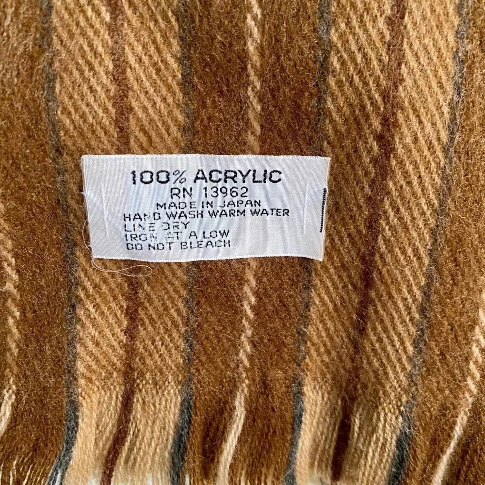 Brown Plaid Scarf with Fringe Soft Acyclic
